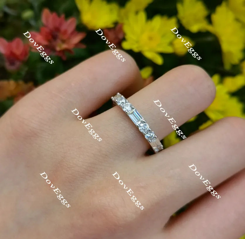 Doveggs full eternity moissanite/Lab grown diamond engagement ring/wedding band-3.0mm band width