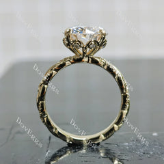 Doveggs floral pave vintage twisted engagement ring semi-mount only(Exclusively to DovEggs Stones)