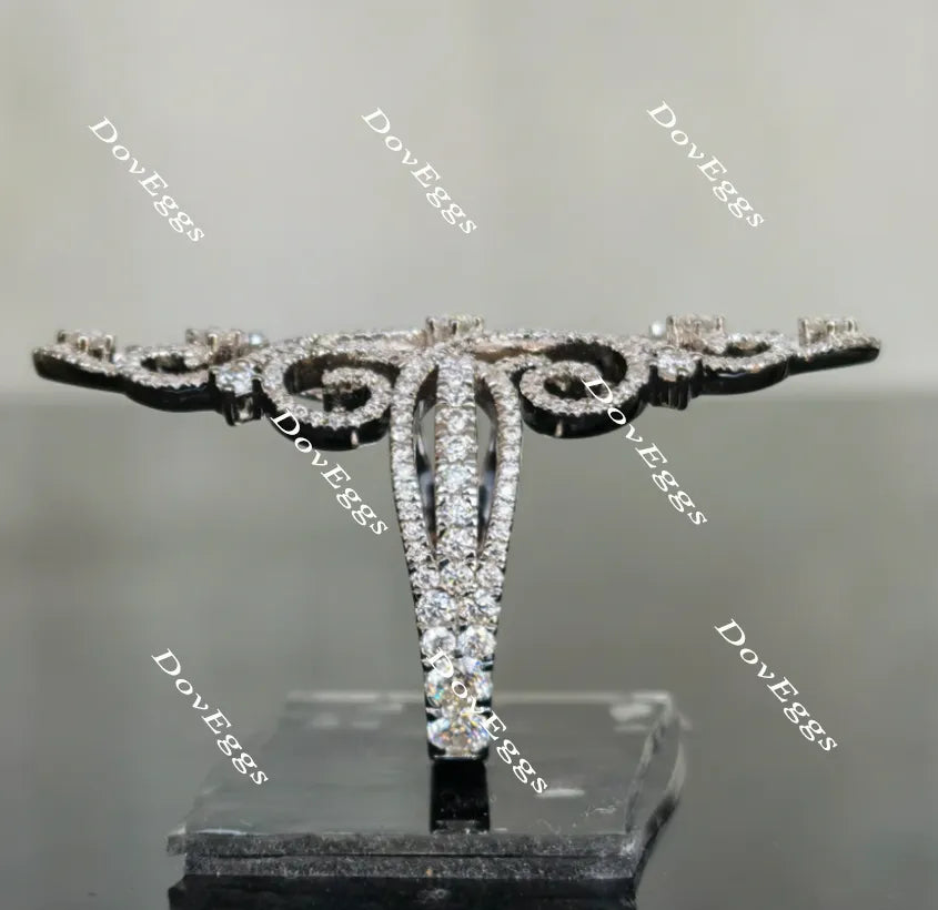 Doveggs art deco moissanite/lab grown diamond wedding band-3.2mm band width