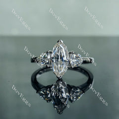 Doveggs Marquise Step cut pave three stones moissanite engagement ring