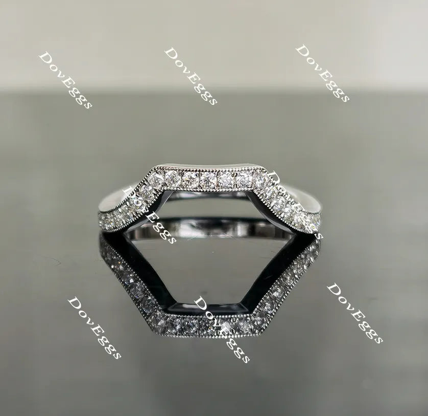 Doveggs half eternity pave moissanite/lab grown diamond curved wedding band-2.3mm band width