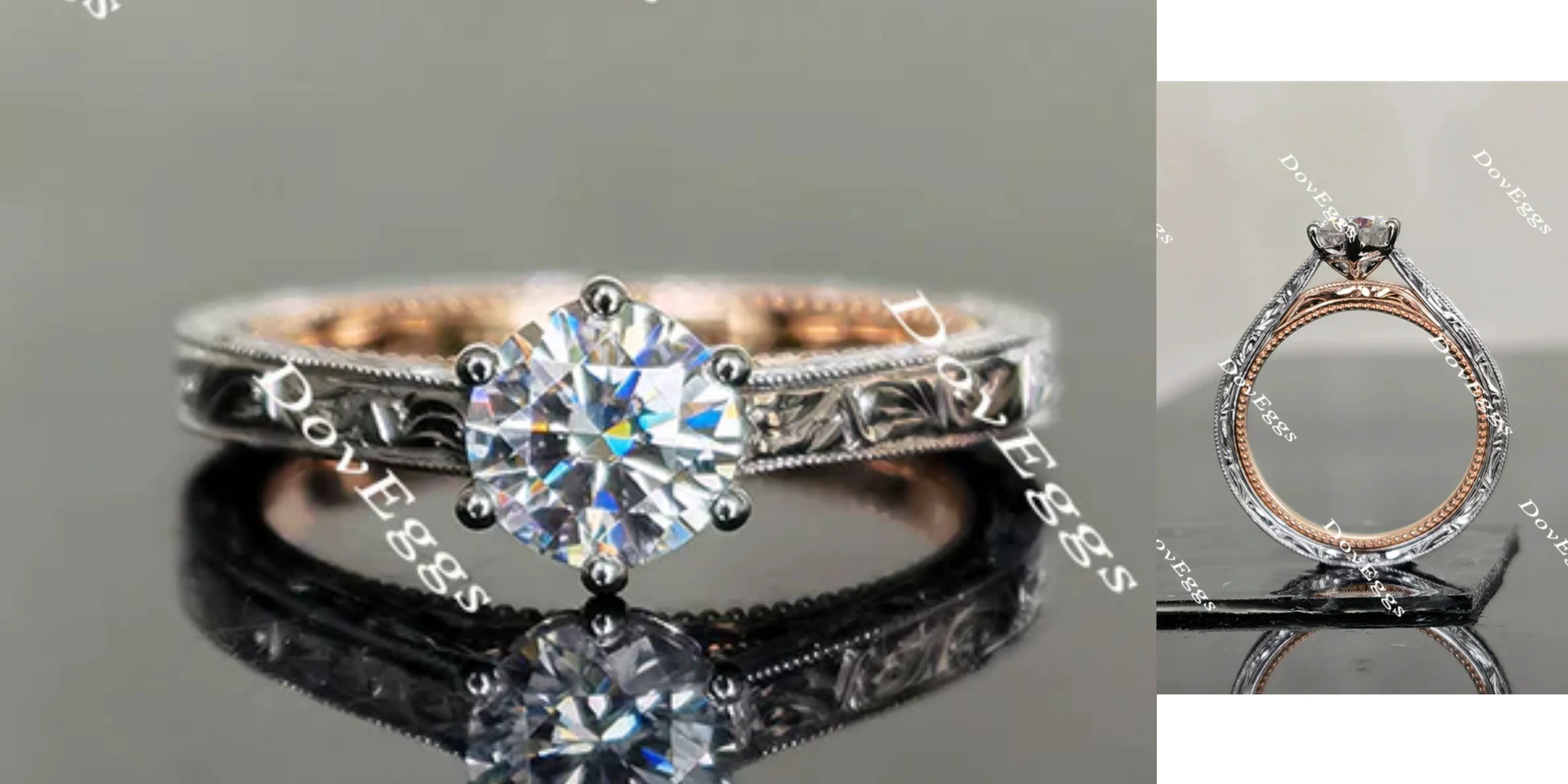 Doveggs round solitaire moissanite engagement ring