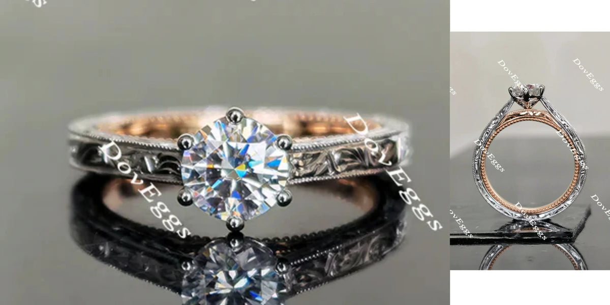 Doveggs round solitaire moissanite engagement ring