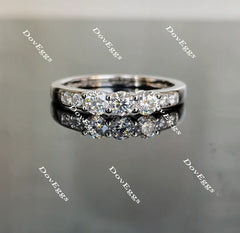 Doveggs round three stone moissanite/lab grown diamond wedding band-2mm band width