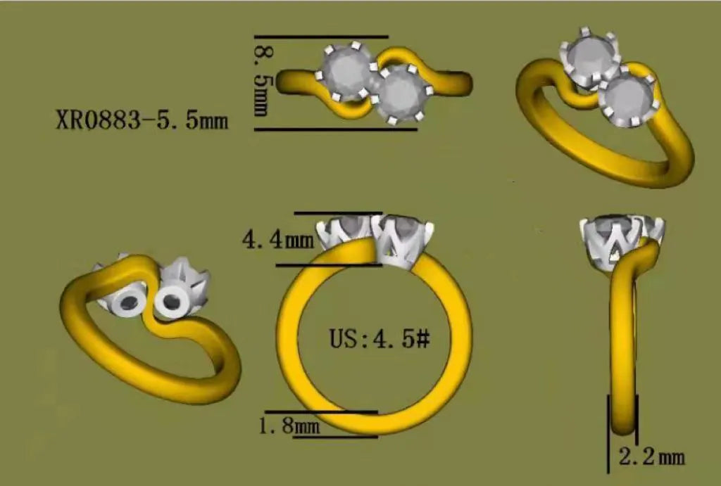 Doveggs round curved band moissanite engagement ring