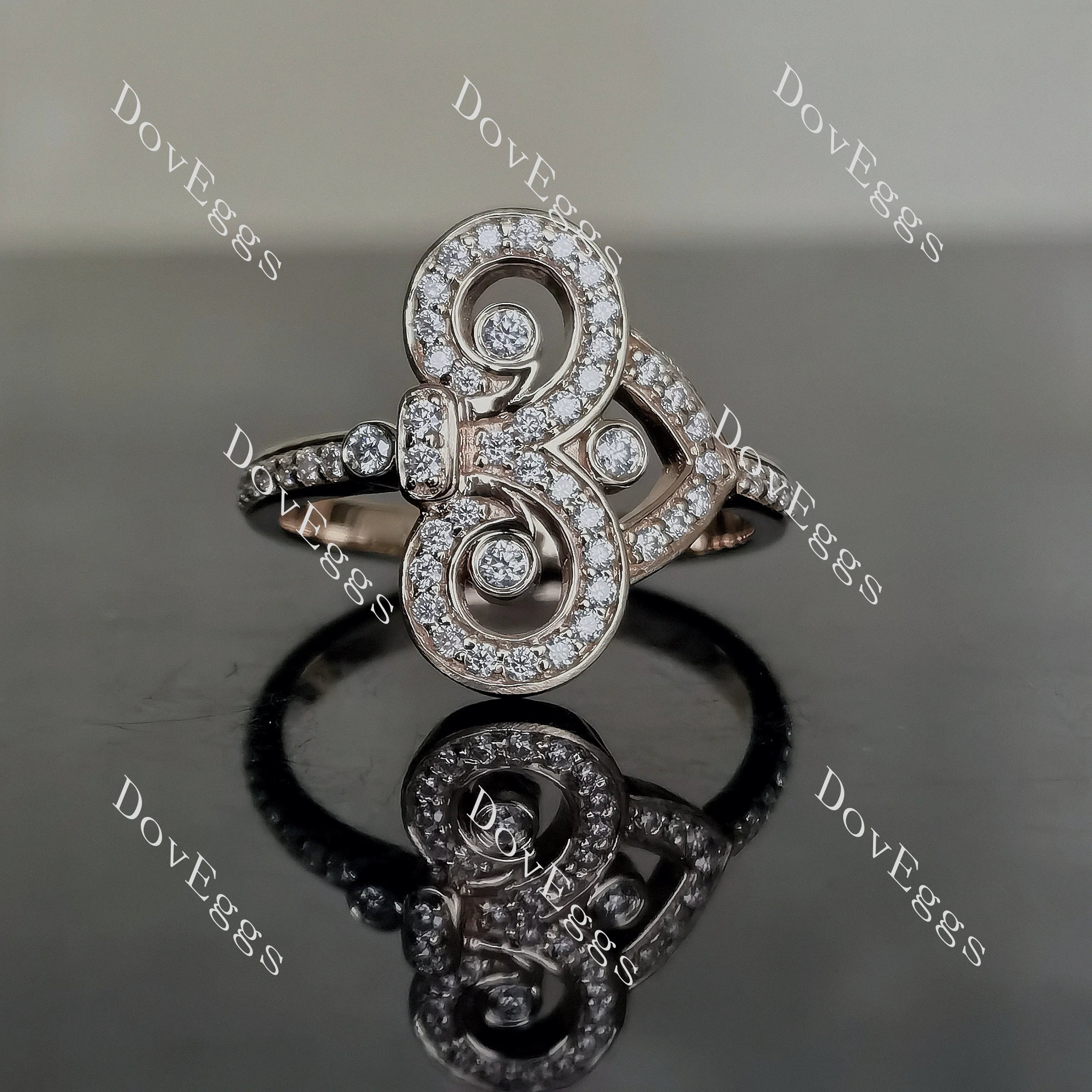 Fleur-de-lis round pave moissanite/lab grown diamond wedding band-2.2mm band width