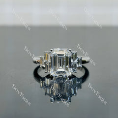 Doveggs Emerald Pave Side Stones Lab Grown Diamond Engagement Ring