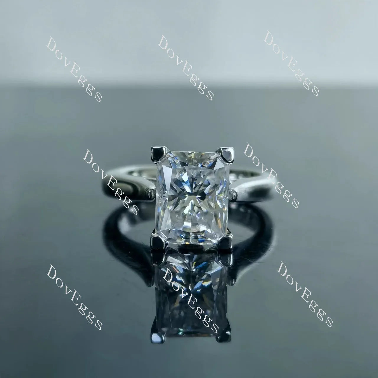 Doveggs radiant pave moissanite engagement ring