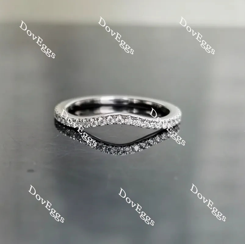 Doveggs round pave curved moissanite/lab grown diamond wedding band (wedding band only)-1.35mm band width