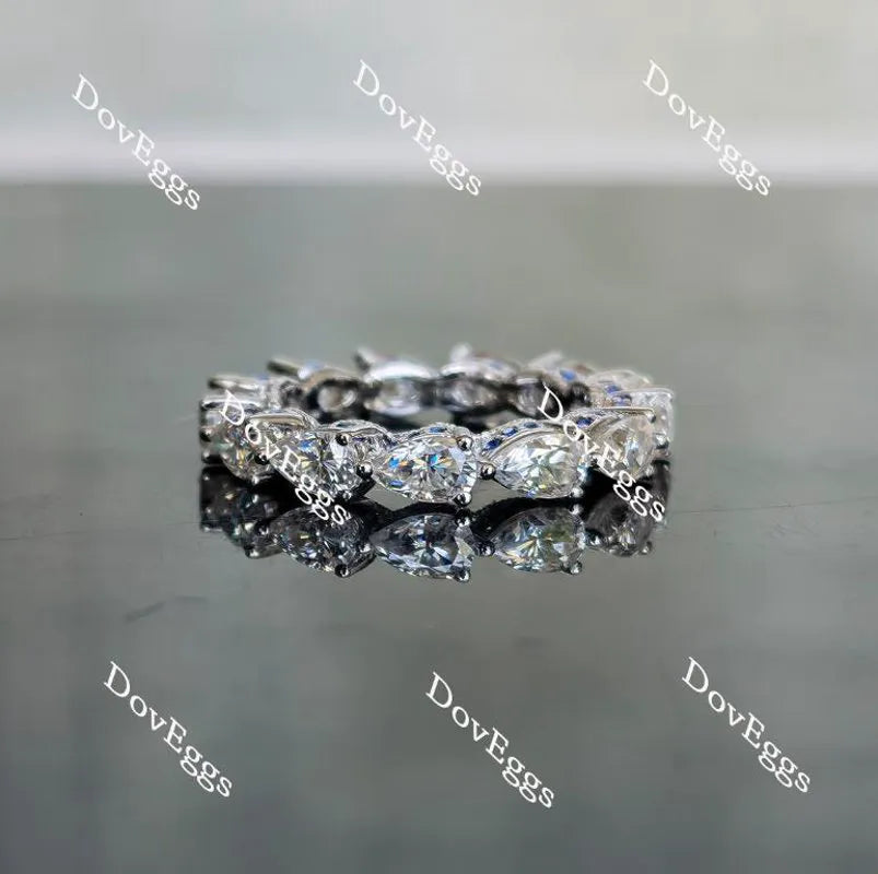 Doveggs full eternity pear moissanite & round colored gem/Lab grown diamond wedding band-3.3mm band width