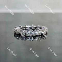 Doveggs full eternity pear moissanite & round colored gem/Lab grown diamond wedding band-3.3mm band width