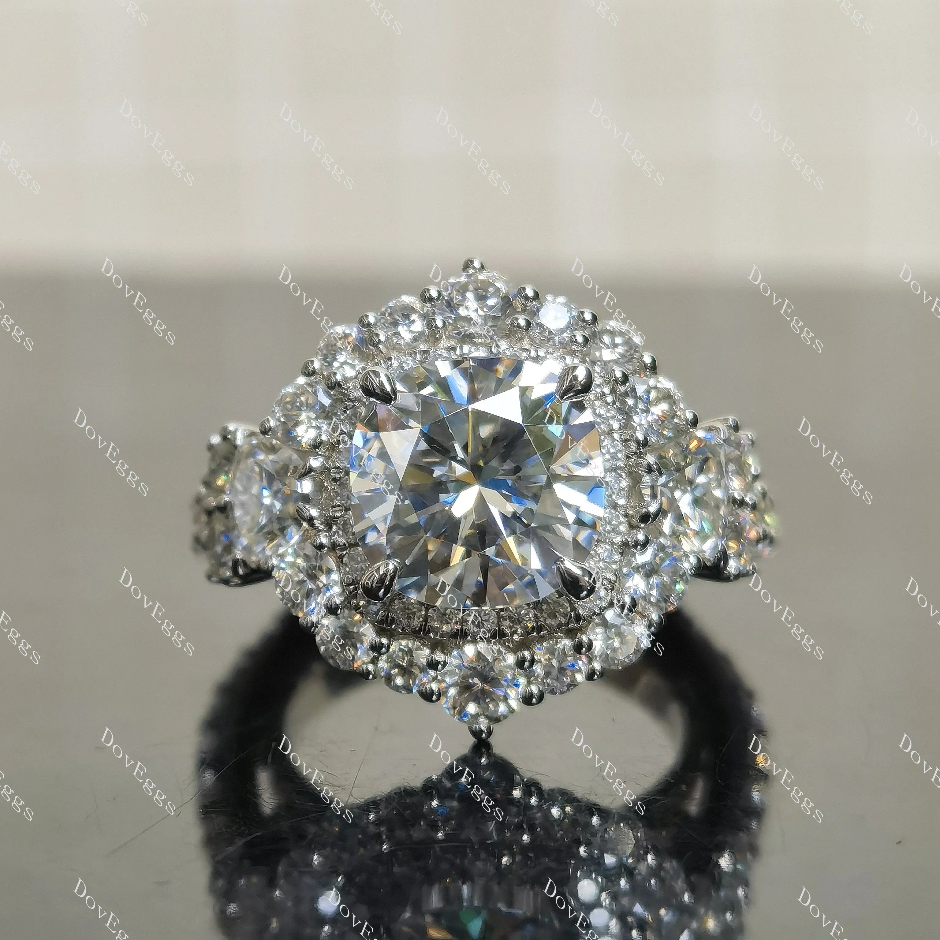 (size 7.25)Doveggs 5ct GHI color cushion moissanite engagement SS ring