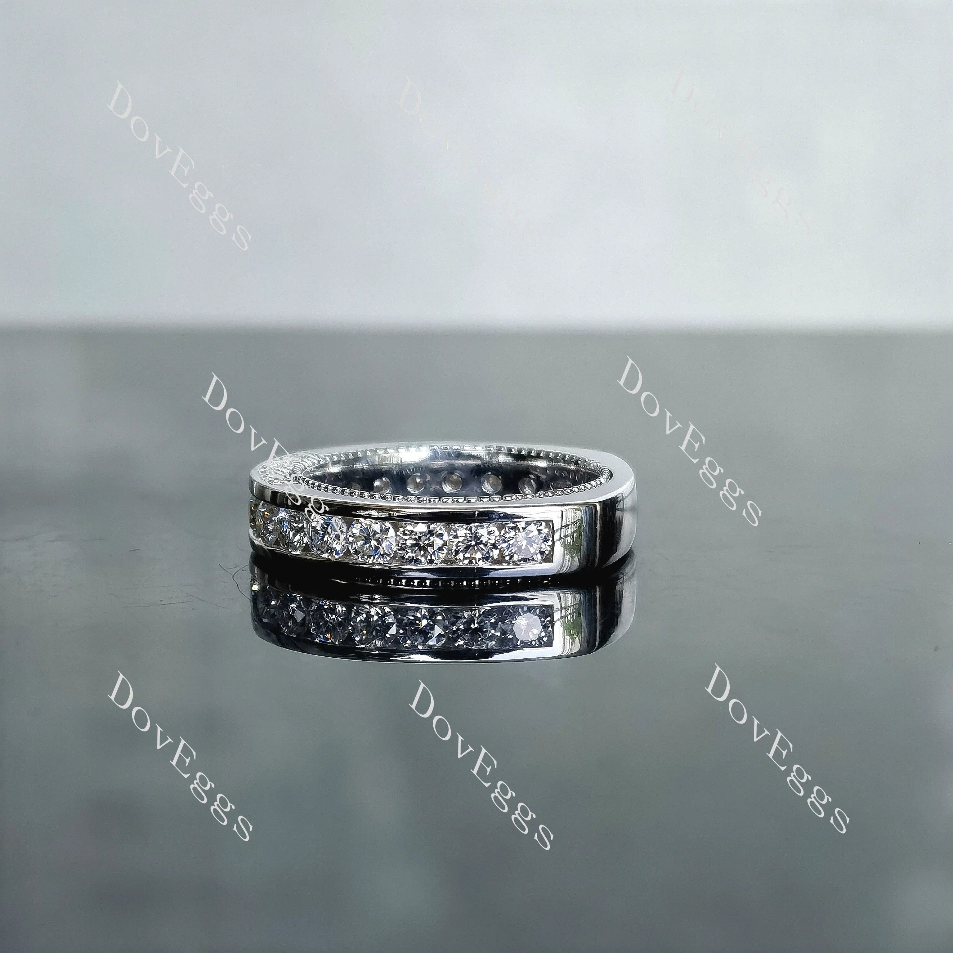 Doveggs round channel set moissanite/lab grown diamond wedding band-4.0mm band width