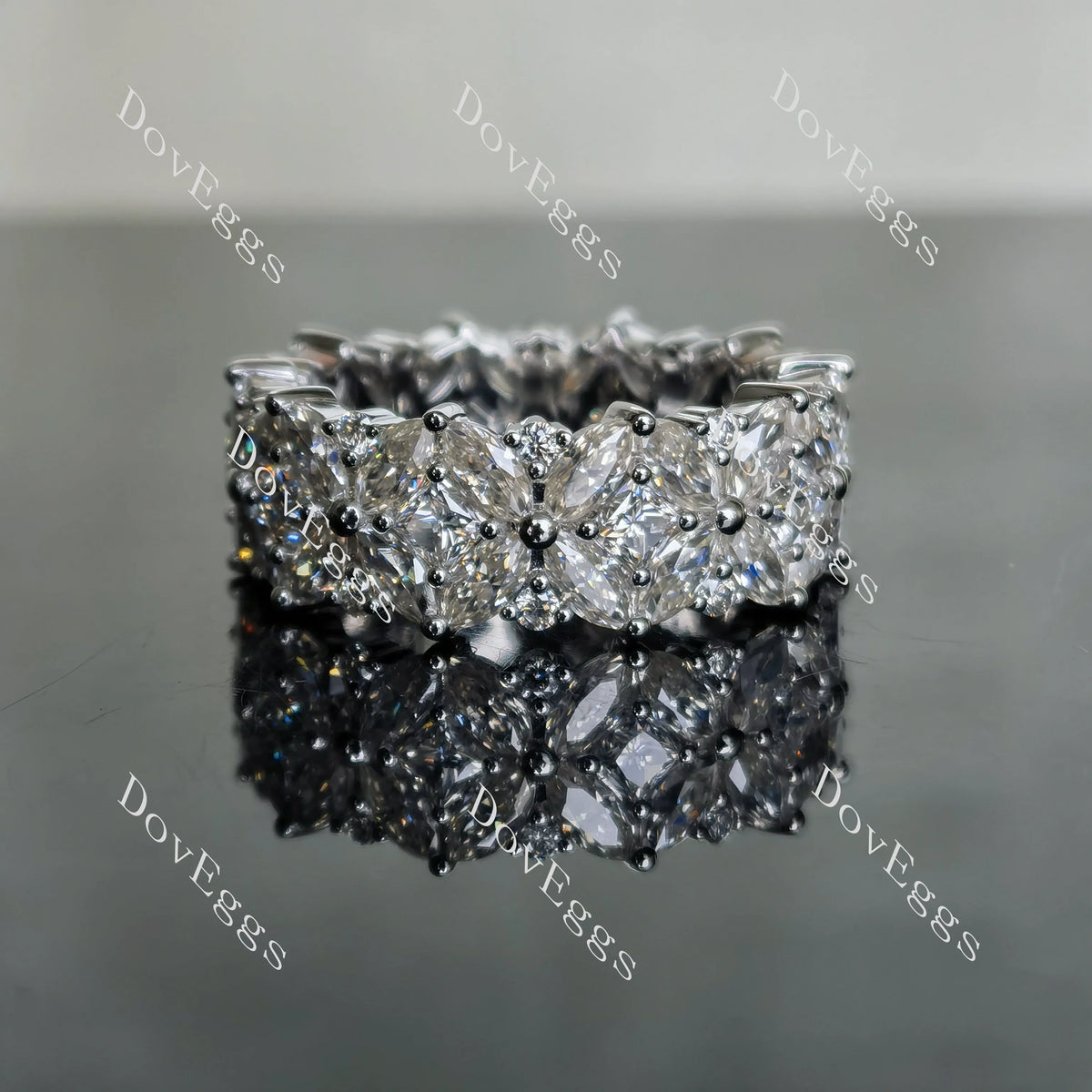 Doveggs marquise princess round full eternity pave moissanite/lab grown diamond wedding band-9mm band width