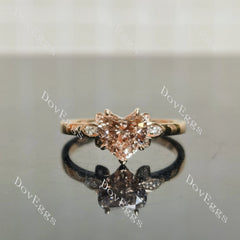 Doveggs Heart Side Stones Fancy Pink Lab Grown Diamond Engagement Ring