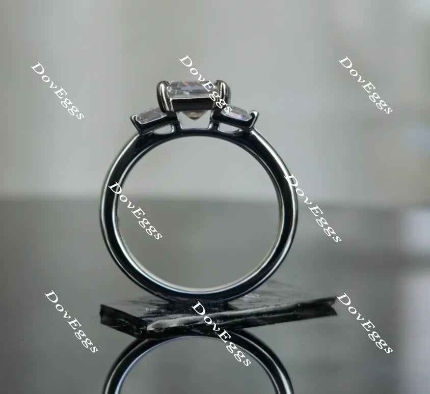 Doveggs side-stone three-stone moissanite engagement ring