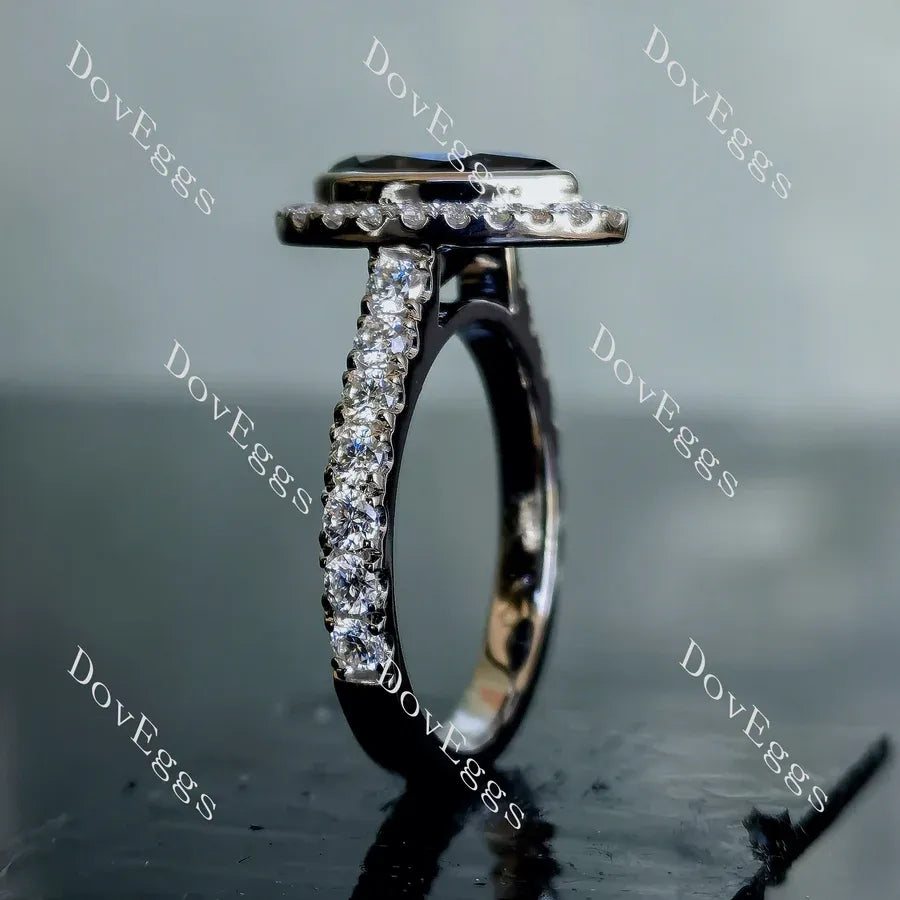 Doveggs halo bezel pave engagement ring semi-mount only(Exclusively to DovEggs stones)