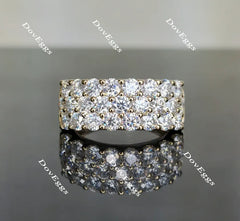 Doveggs round three rows moissanite/lab grown diamond wedding band-2.6mm band width