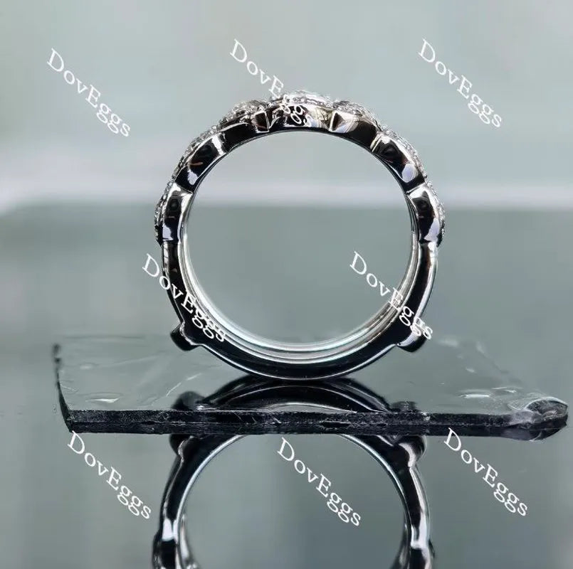 Doveggs round half eternity pave curved moissanite/lab grown diamond enhancer-6.8mm band width