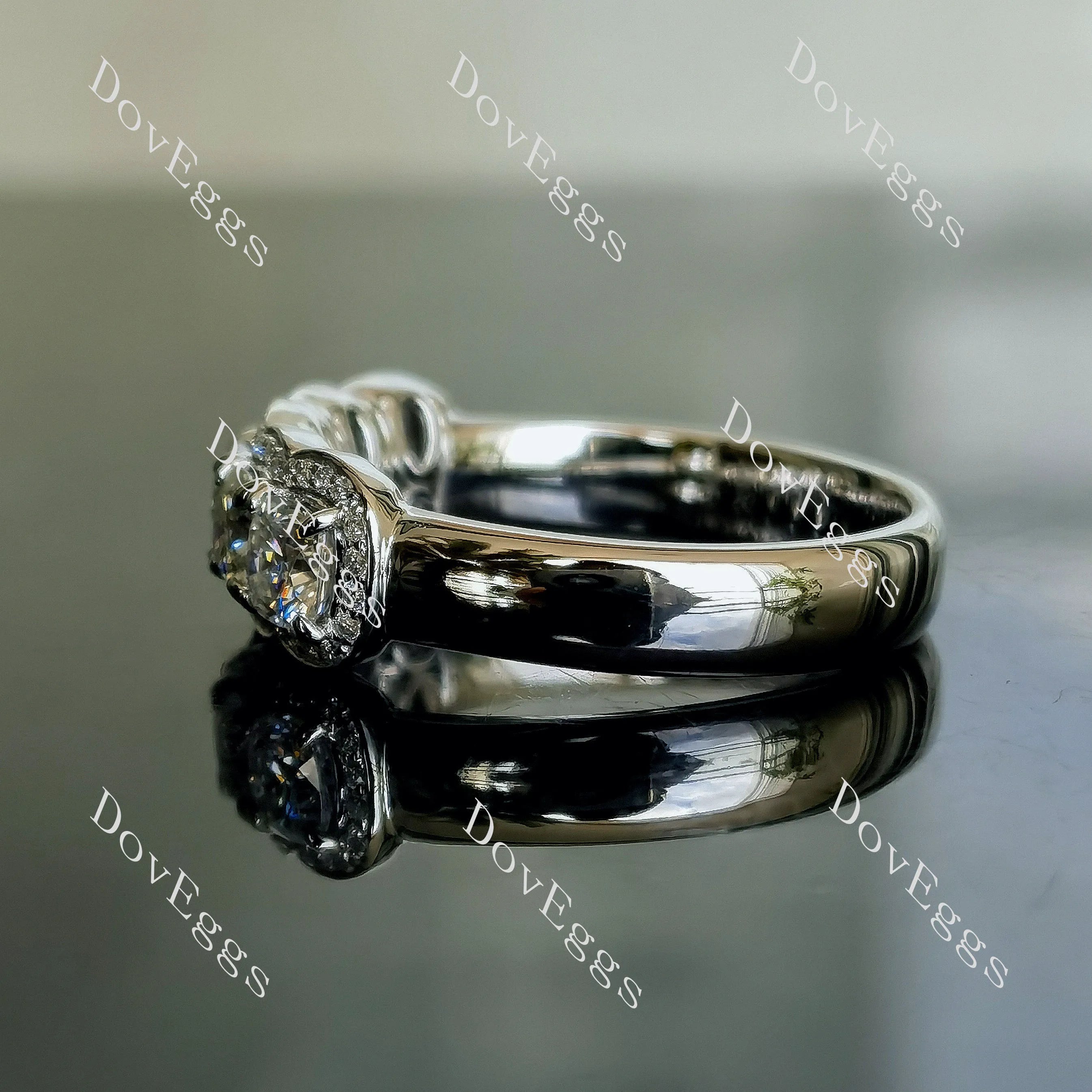 Doveggs five stones cushion/princess moissanite/Lab grown diamond wedding band-4.0mm band width