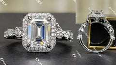 Doveggs art deco emerald moissanite engagement ring