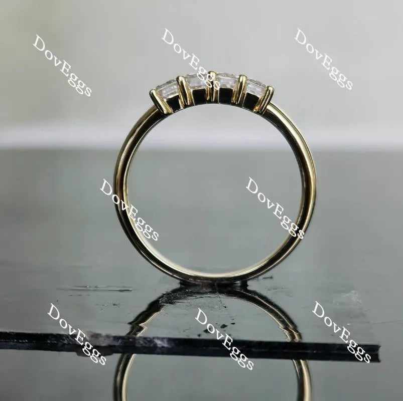 Doveggs four-stone emerald moissanite /lab grown diamond wedding band/moissanite ring
