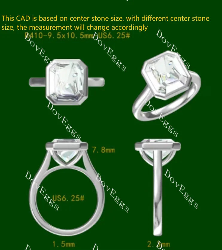 Doveggs Elizabeth Taylor Krupp Cut bezel solitaire moissanite engagement ring