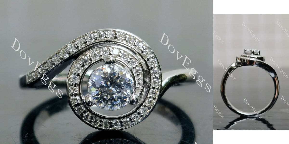 Doveggs round pave vintage wave moissanite engagement ring