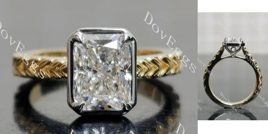 Doveggs bezel carved engagement ring semi-mount only(Exclusively to DovEggs Stones)