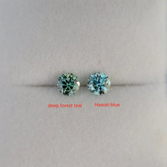 Doveggs round 0.5ct accident color deep forest teal moissanite loose stone