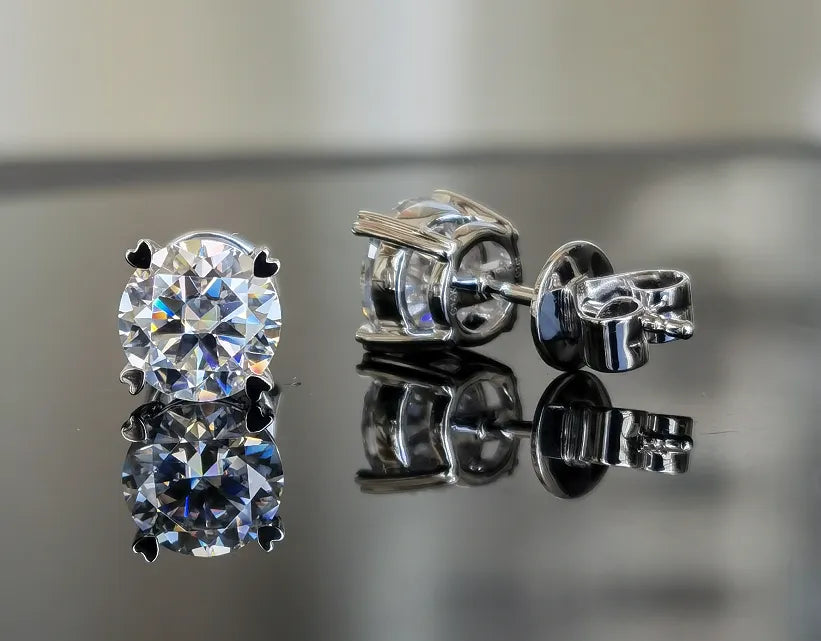 DovEggs solitaire round moissanite stud earring