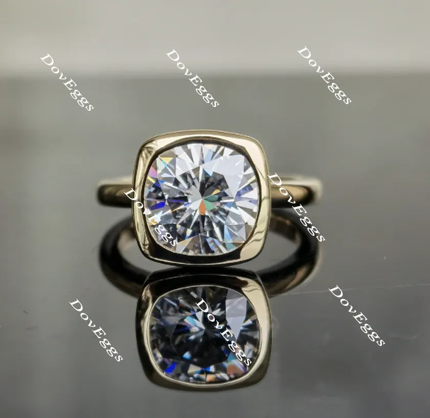 Wendyann's bezel setting cushion solitaire moissanite engagement ring