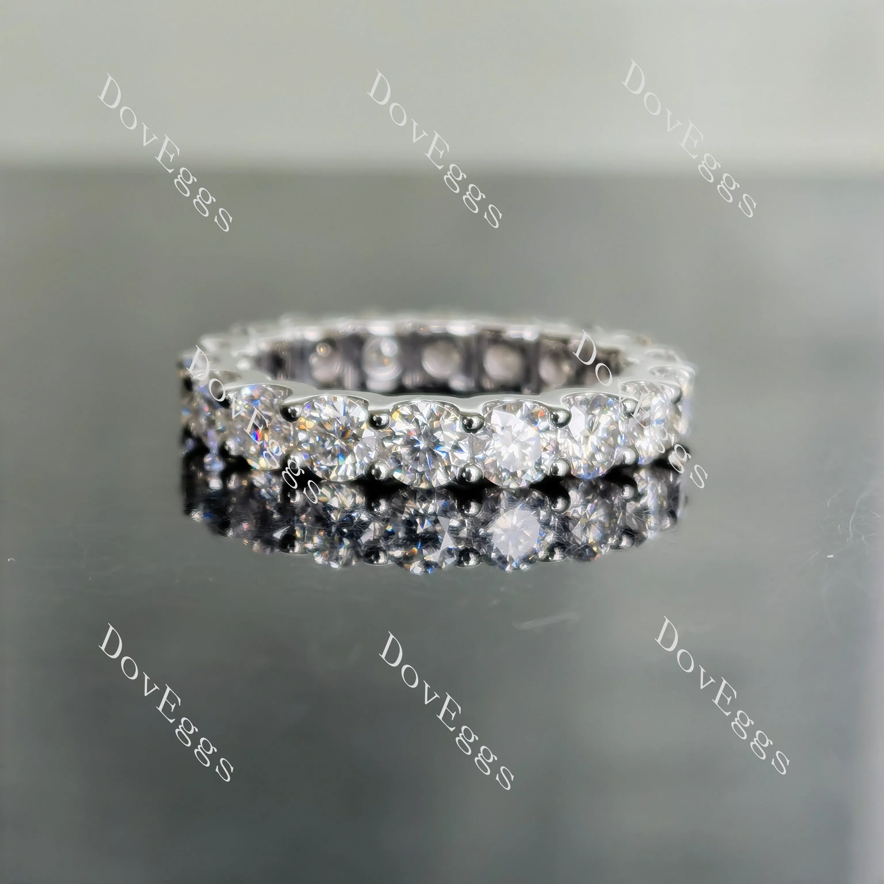 Doveggs round full eternity pave moissanite/lab grown diamond wedding band-4.0mm band width