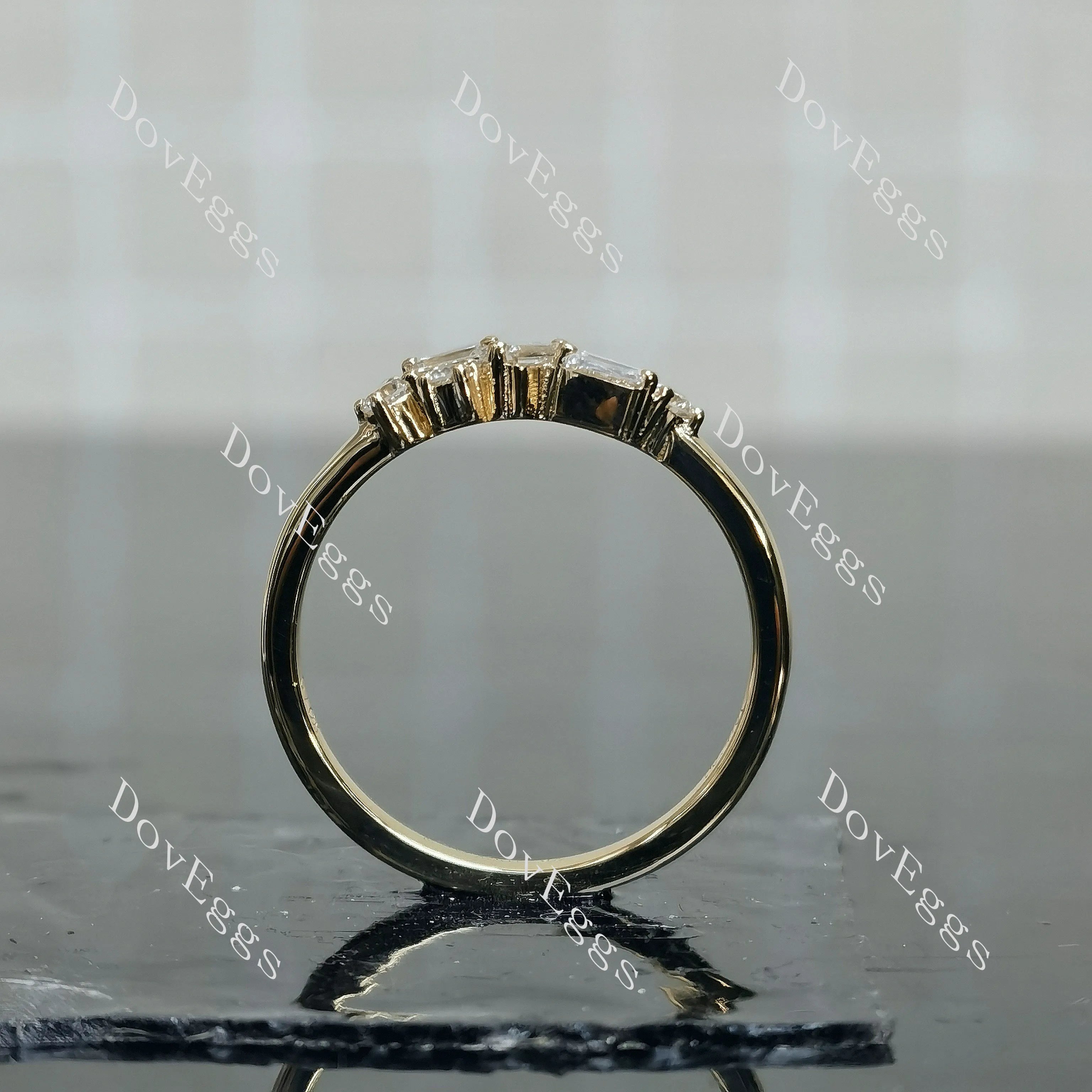 Doveggs round baguette moissanite/lab grown diamond accents wedding band-2mm band width