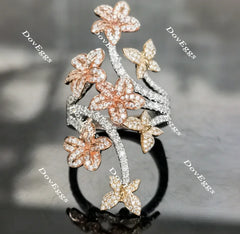 Doveggs round flower moissanite ring/lab grown diamond wedding bands-3.4mm band width
