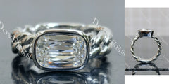 Doveggs Modified Elongated Cushion Bezel Solitaire Lab Grown Diamond Engagement Ring