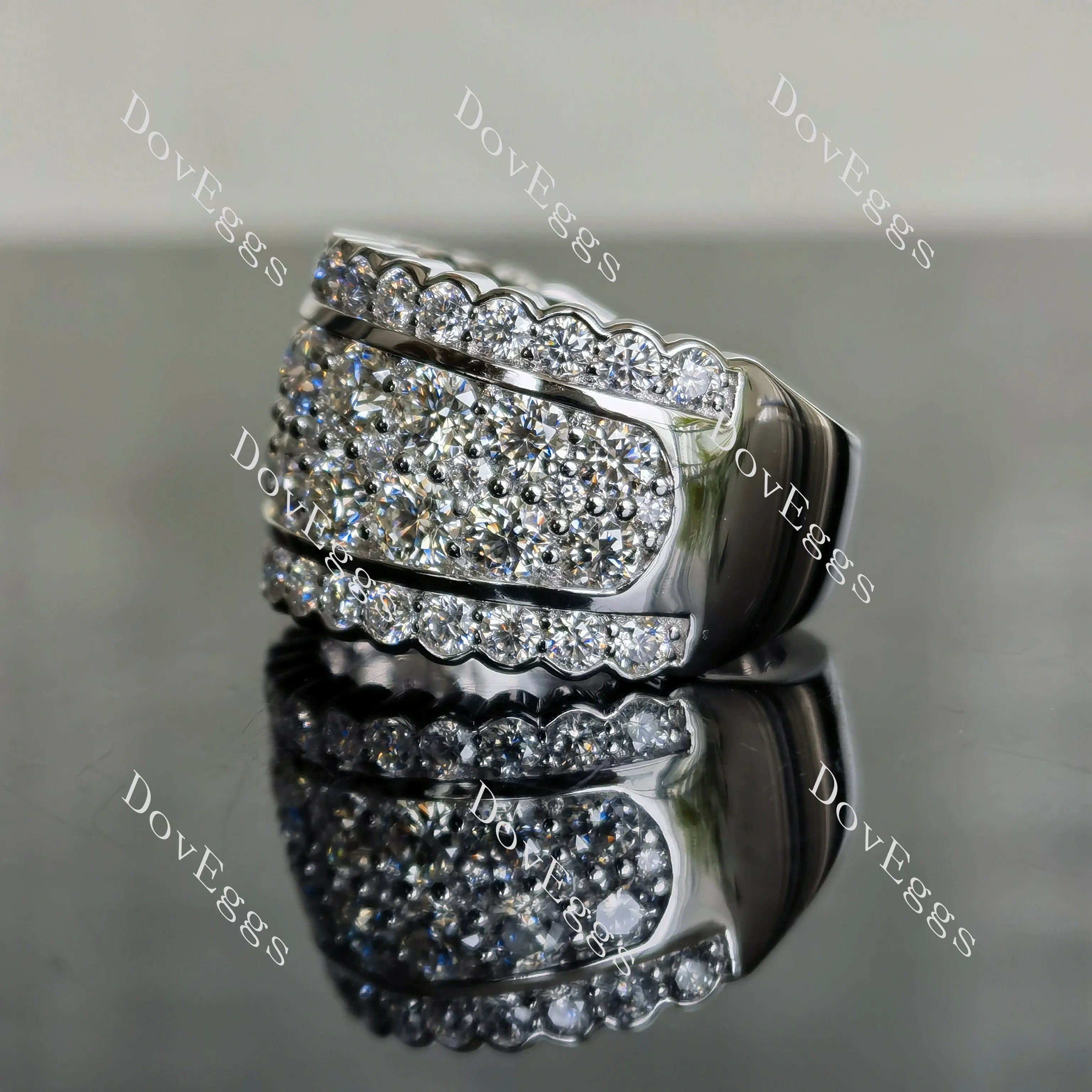 Doveggs round channel set moissanite/lab grown diamond wedding band-6.5mm band width