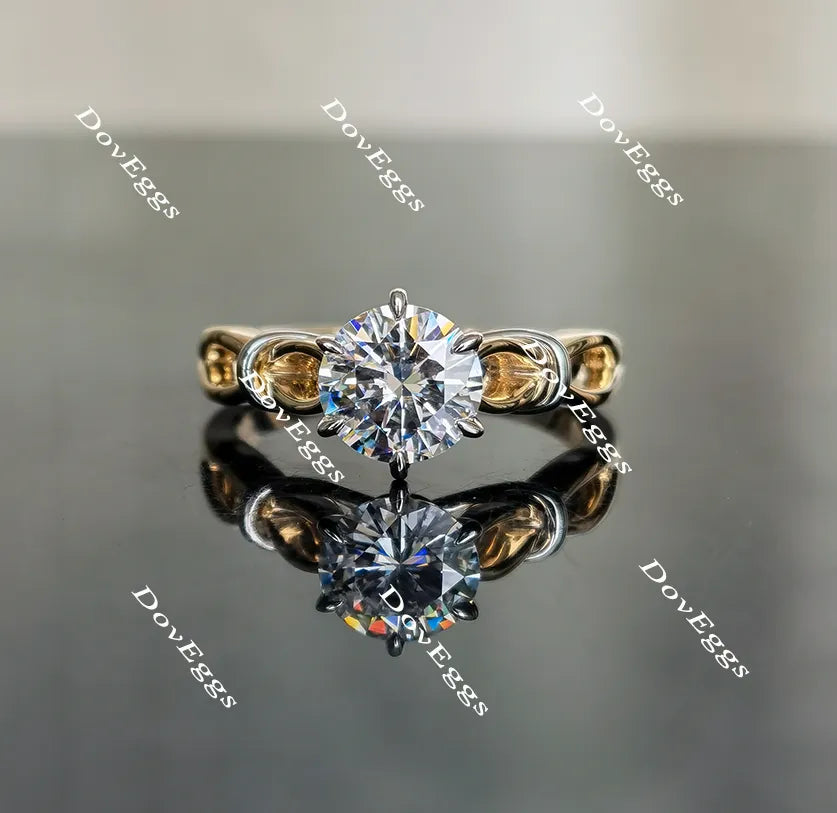 Doveggs round art deco solitaire moissanite engagement ring