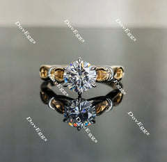 Doveggs round art deco solitaire moissanite engagement ring