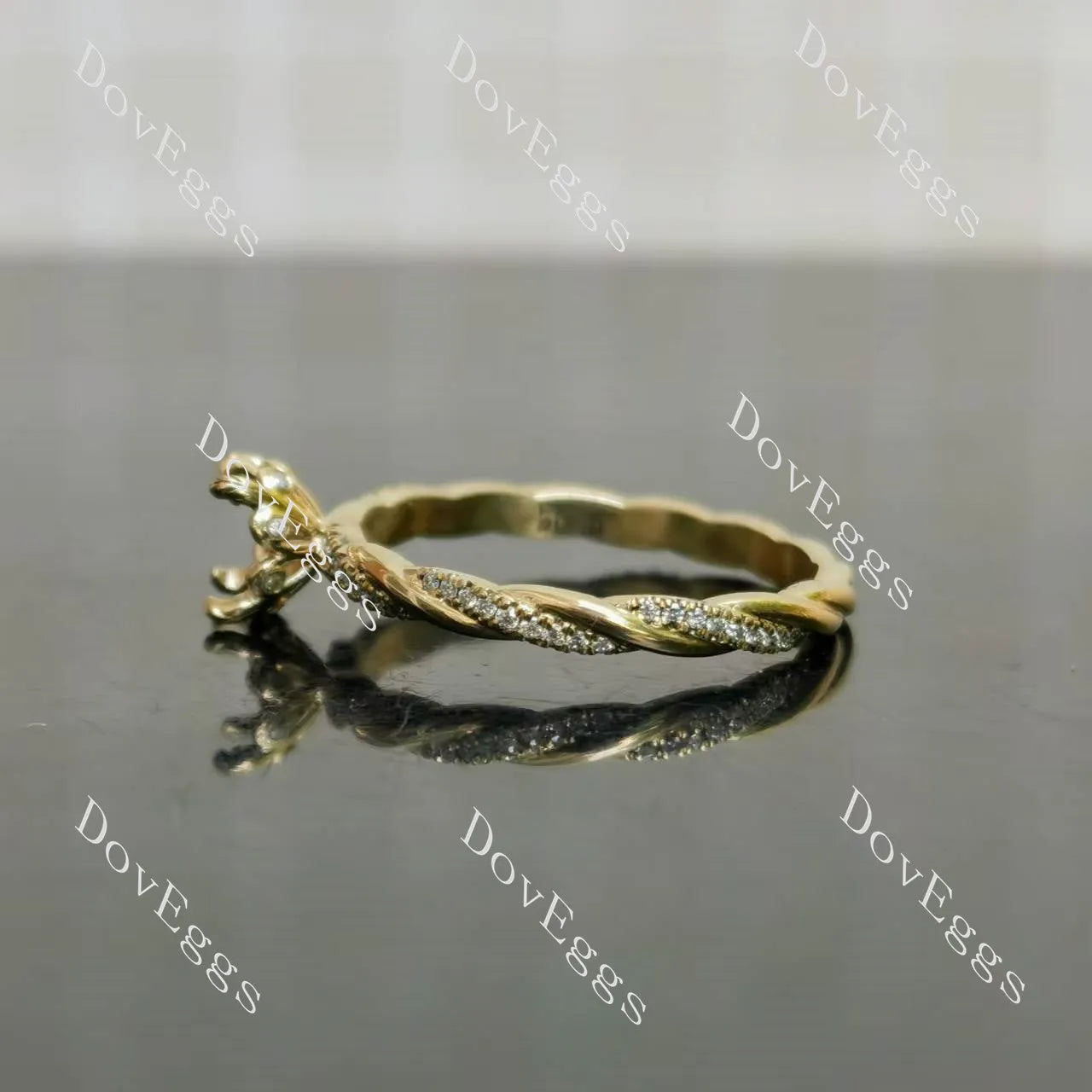 Doveggs floral pave vintage twisted engagement ring semi-mount only(Exclusively to DovEggs Stones)