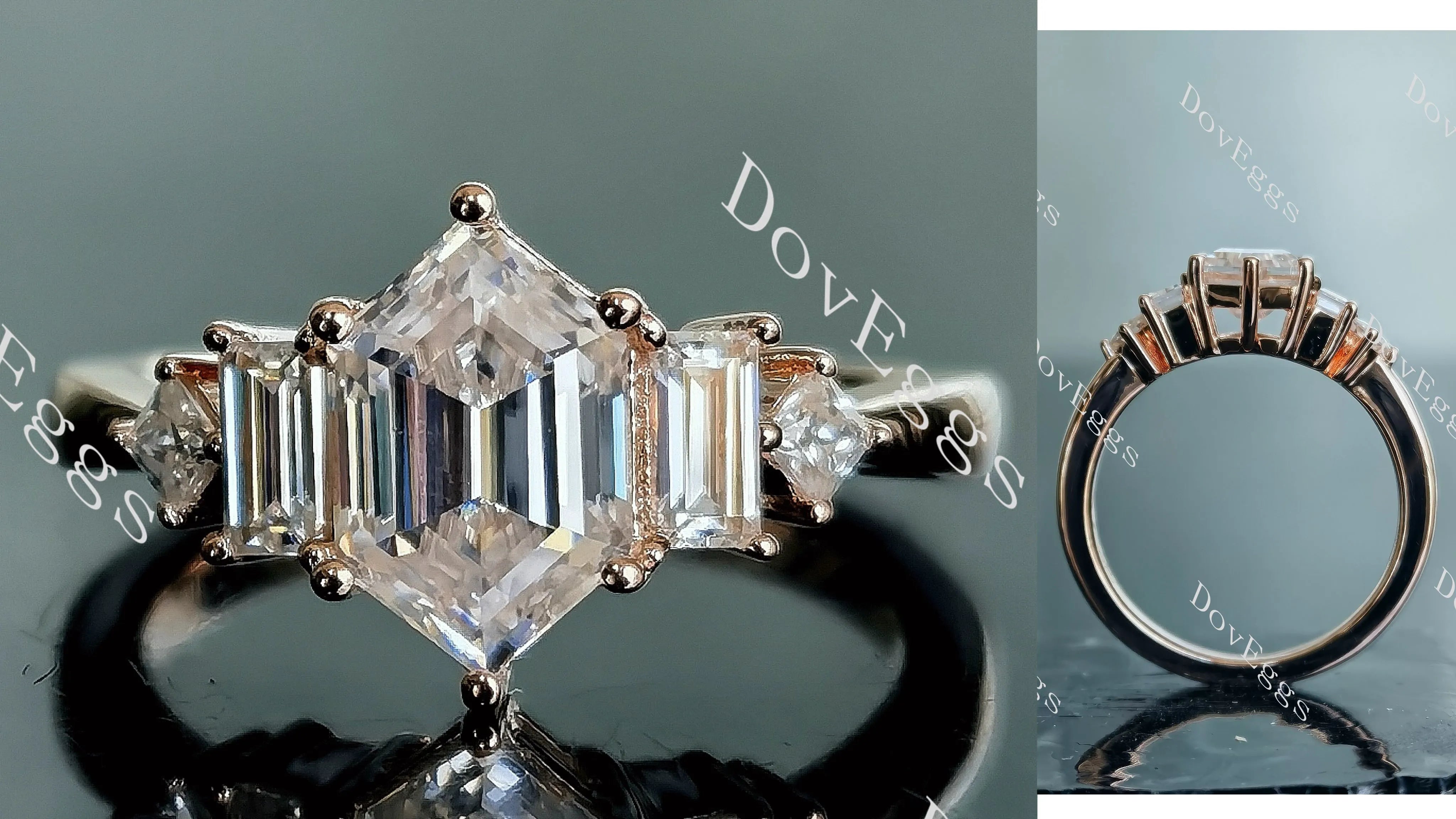 Doveggs Dovie Doutch Marquise cut side stones moissanite engagement ring