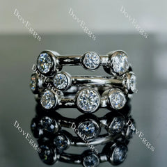 Doveggs round three row bezel moissanite/lab grown diamond wedding band-4.0mm band width