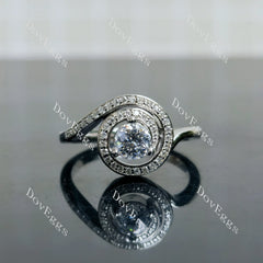 Doveggs round pave vintage wave moissanite engagement ring