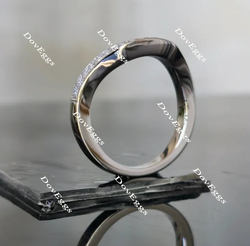 Doveggs round curved moissanite/lab grown diamond wedding band-2.2mm band width