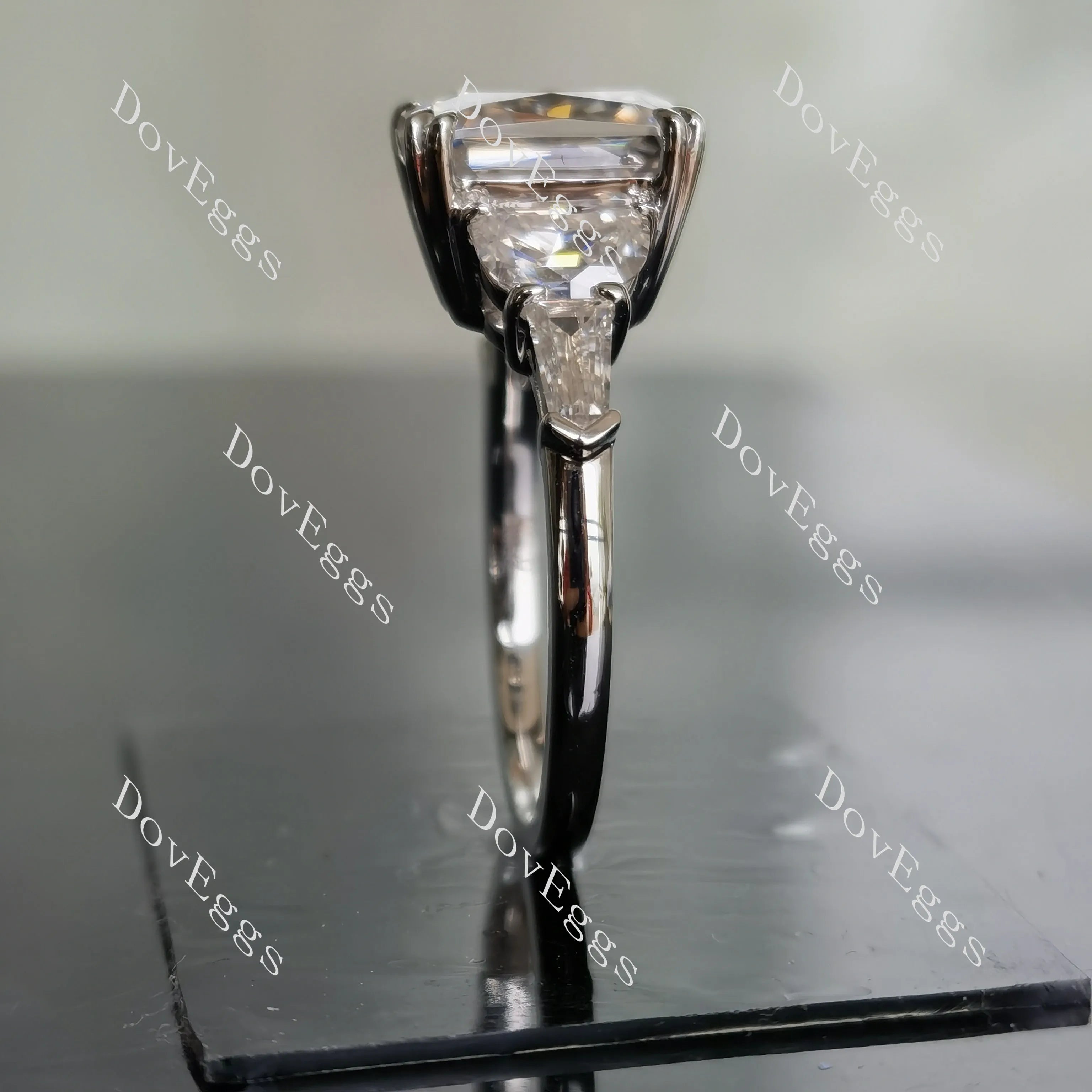 Doveggs radiant side stones moissanite engagement ring for women