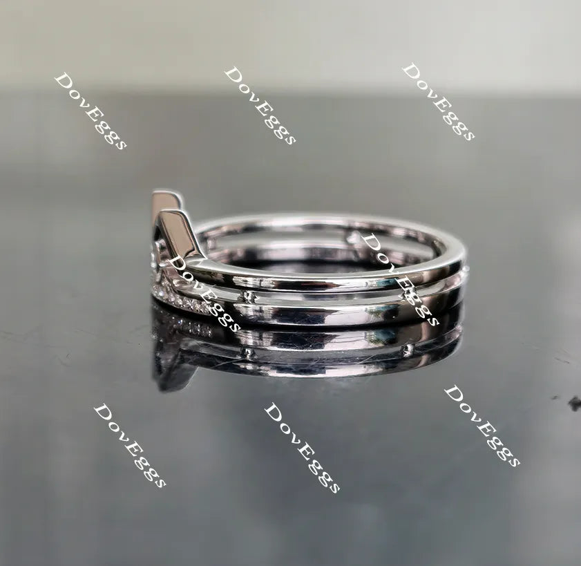 Doveggs round curved moissanite/lab grown diamond wedding band-3.5mm band width