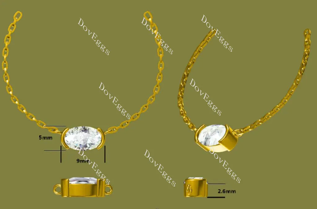 Doveggs oval solitaire moissanite pendant necklace (with 17' length chain)