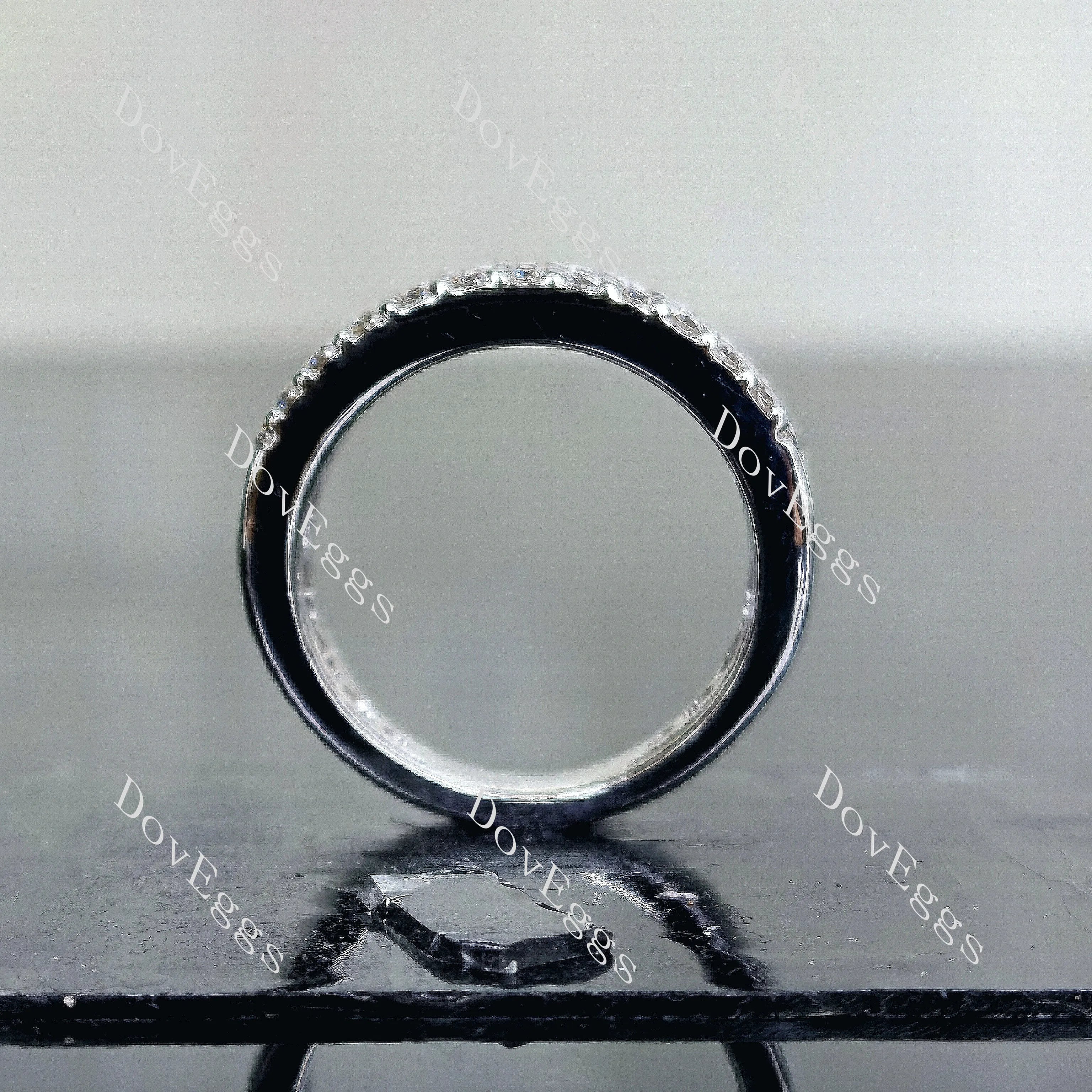 Doveggs round pave moissanite/lab grown diamond wedding band-8.0mm band width