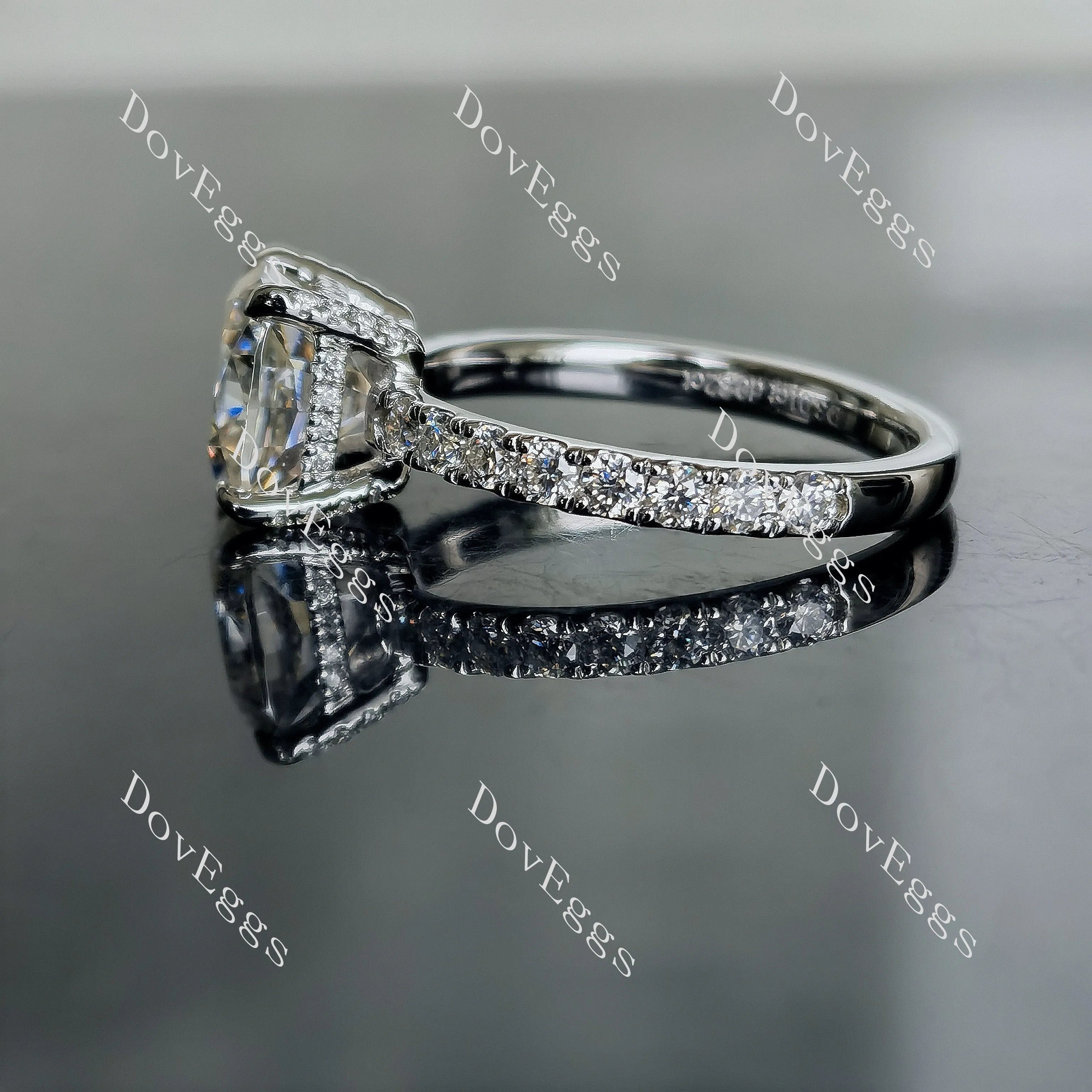 Doveggs cushion pave moissanite engagement ring