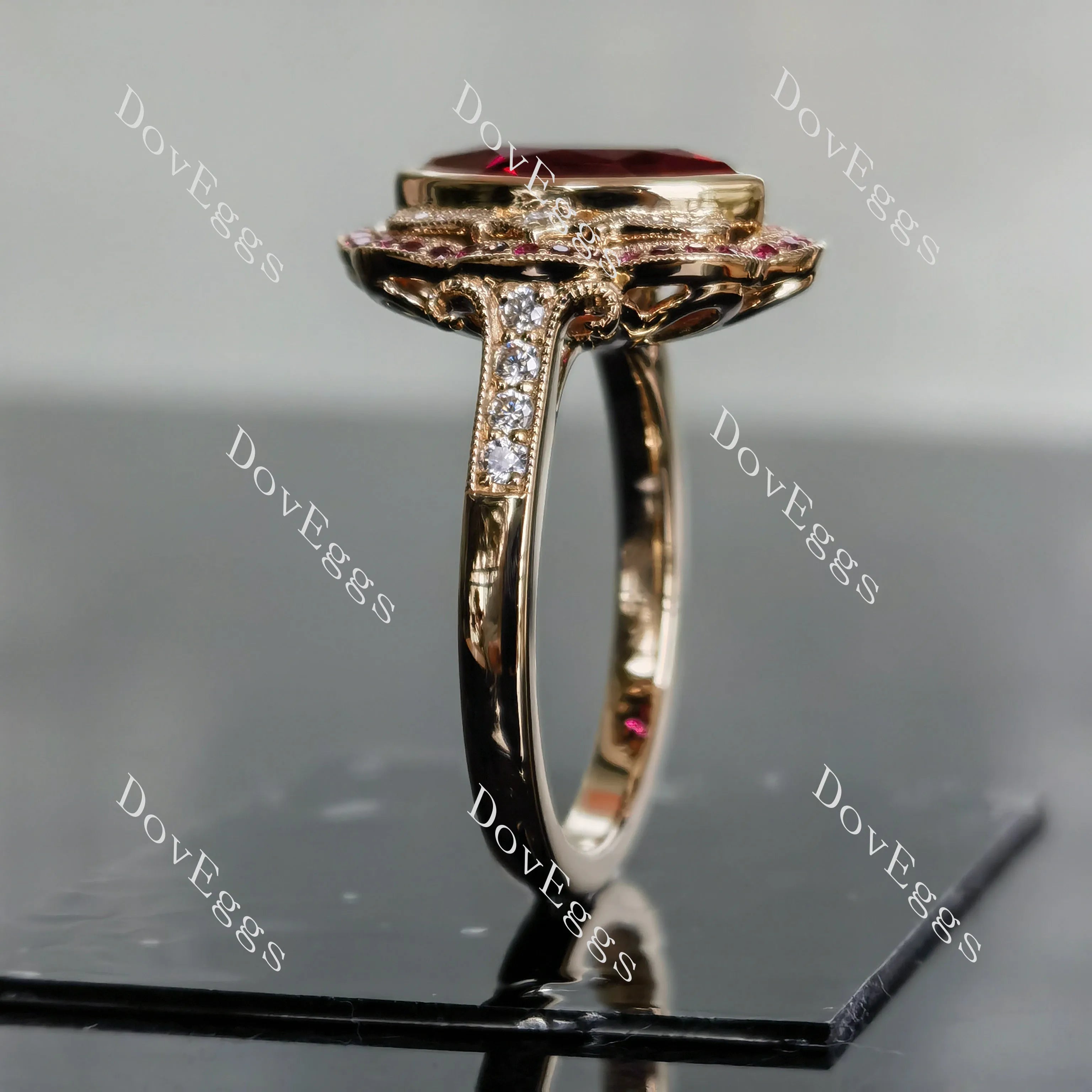 Brianna marquise floral colored gem engagement ring